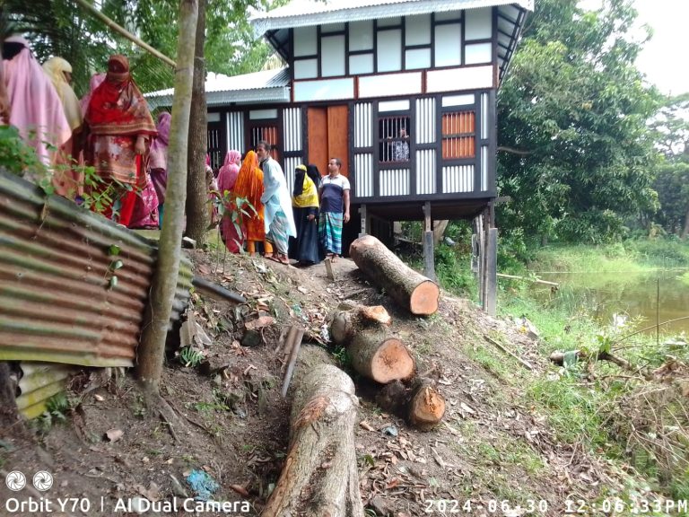 মুন্সীগঞ্জের টংগীবাড়িতে সরকারী রাস্তা দখল করে ঘর নির্মাণ ও গাছ কর্তন